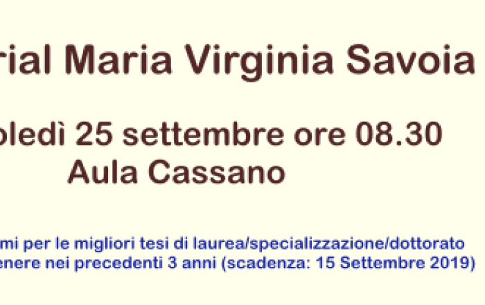 Maria Virginia Savoia, primo Memorial Day e premio tesi