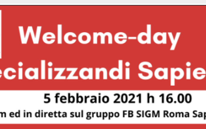 Welcome Day Specializzandi Sapienza